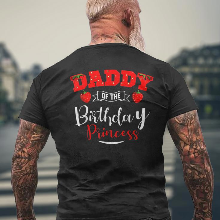 Daddy Of The Birthday Princess Strawberry Theme Bday Party Mens Back Print T-shirt Gifts for Old Men