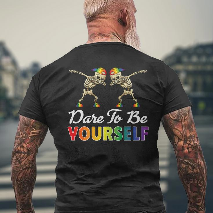 Dare To Be Yourself Cute Lgbt Gay Pride Mens Back Print T-shirt Gifts for Old Men