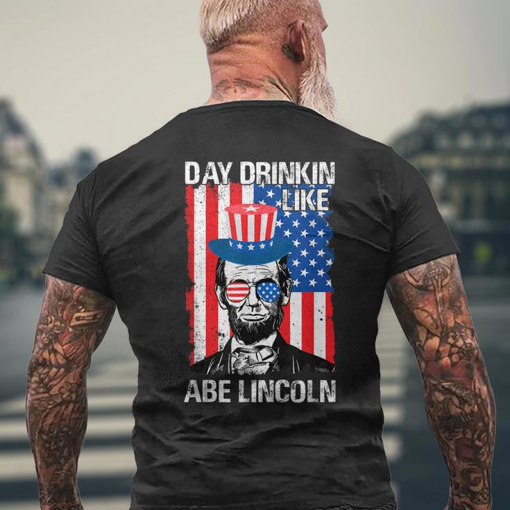 Day Drinking Like Abe Lincoln Funny Usa 4Th Of July 2023 Men Mens Back Print T-shirt Gifts for Old Men