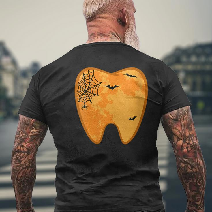 Dental Halloween Tooth Lazy Costume Spooky Dentist Mens Back Print T-shirt Gifts for Old Men