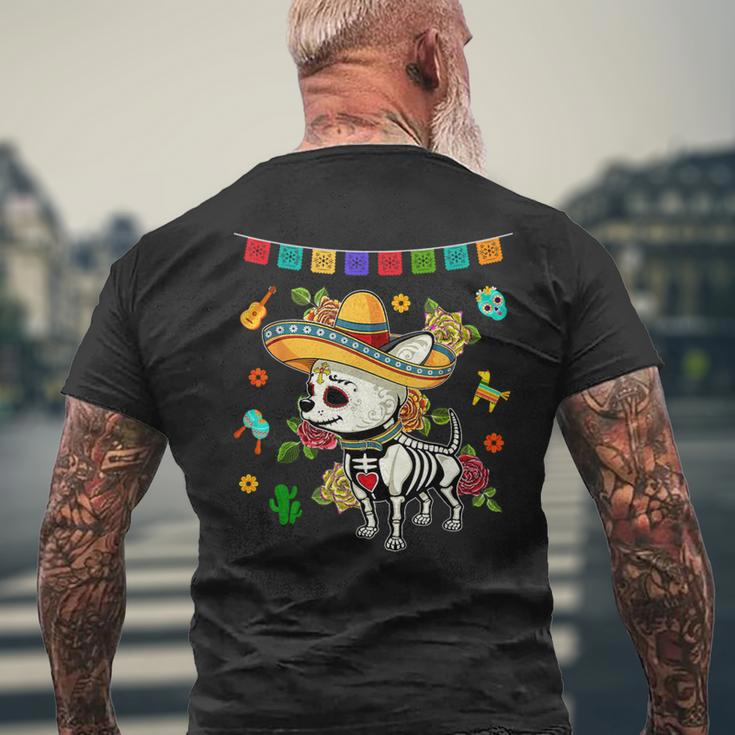 Dia De Los Muertos Day Of Dead Mexican Sugar Skull Chihuahua Men's T-shirt Back Print Gifts for Old Men
