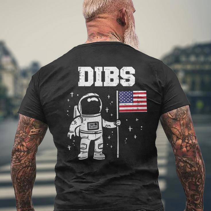 Dibs Moon Astronaut Us American Flag Fun 4Th Of July Fourth Mens Back Print T-shirt Gifts for Old Men