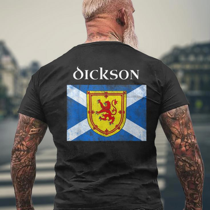 Dickson Scottish Clan Name Gift Scotland Flag Festival Mens Back Print T-shirt Gifts for Old Men
