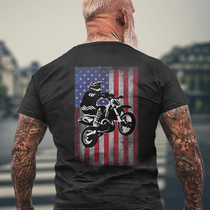 Dirt Bike American Flag Motocross Bikers Usa For 4Th Of July Mens Back Print T-shirt Gifts for Old Men