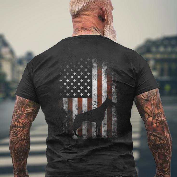 Doberman Pinscher American Flag Patriotic Men's T-shirt Back Print Gifts for Old Men