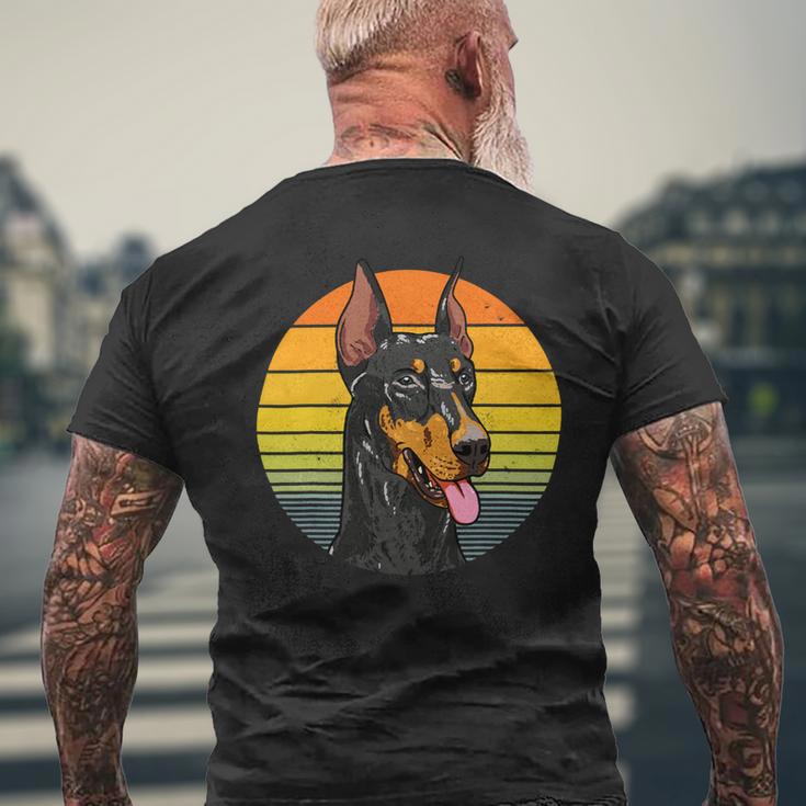 Dog Doberman Friendly Face Doberman Pinscher Retro Vintage Sunset Mens Back Print T-shirt Gifts for Old Men