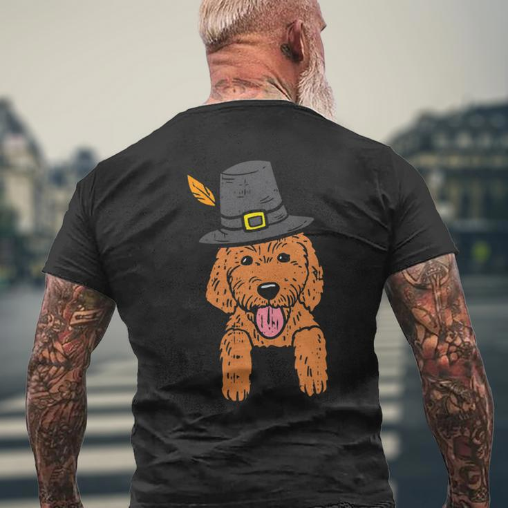Dog Goldendoodle Pocket Pilgrim Goldendoodle Dog Lover Cute Thanksgiving Gift Mens Back Print T-shirt Gifts for Old Men