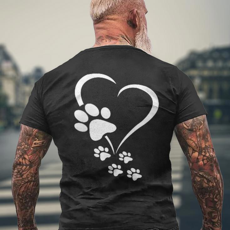 Dog Paw Heart Dog Paws Hearts Dog Paw - Dog Owner Mens Back Print T-shirt Gifts for Old Men
