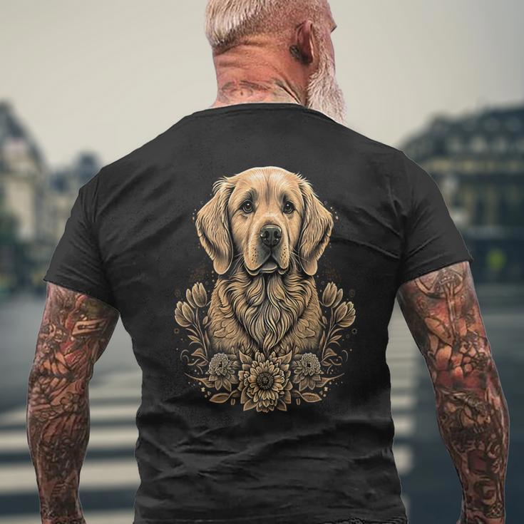 Dog Trainer Mandala Art Golden Retriever Mens Back Print T-shirt Gifts for Old Men