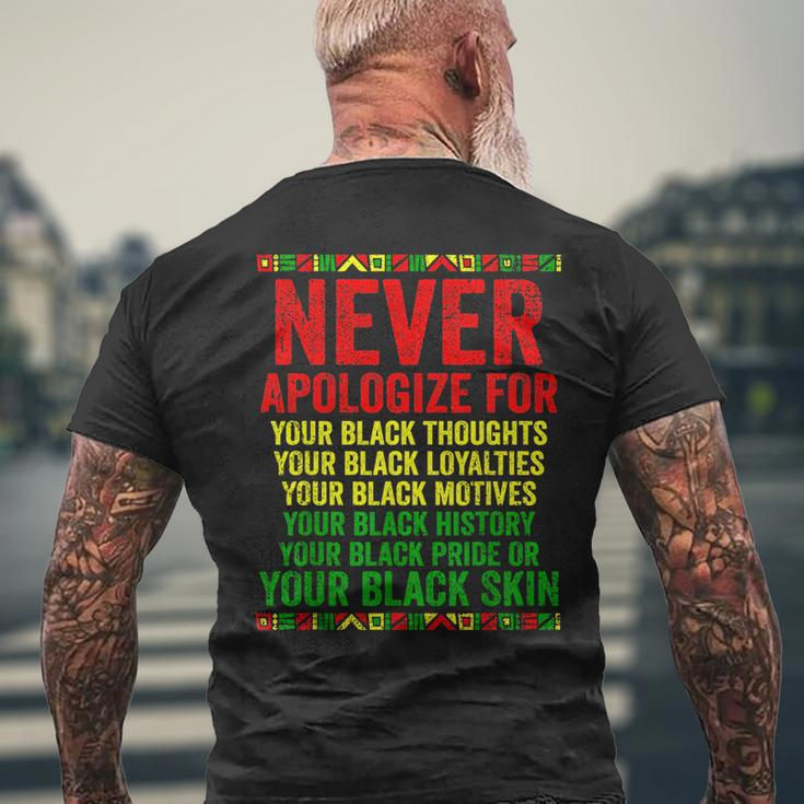 Dont Apologize For Your Blackness Junenth Black History Mens Back Print T-shirt Gifts for Old Men