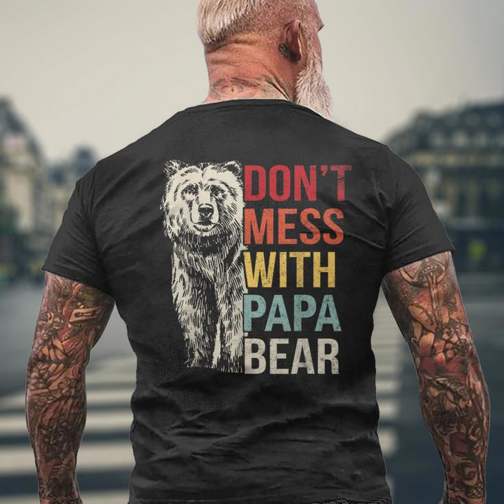 Dont Mess With Papa Bear Vintage Retro Mens Back Print T-shirt Gifts for Old Men