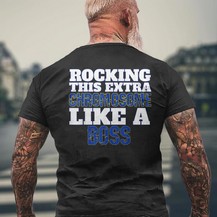 Down Syndrome Awareness Rocking Like A Boss Mens Back Print T-shirt Gifts for Old Men