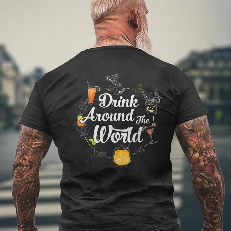 Drink Around The World I Drink Around The World Epcot Mens Back Print T-shirt Gifts for Old Men