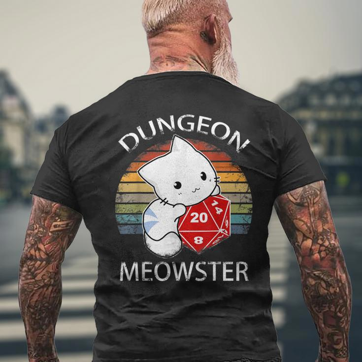 Dungeon Meowster Funny Tabletop Gamer Cat Mens Back Print T-shirt Gifts for Old Men