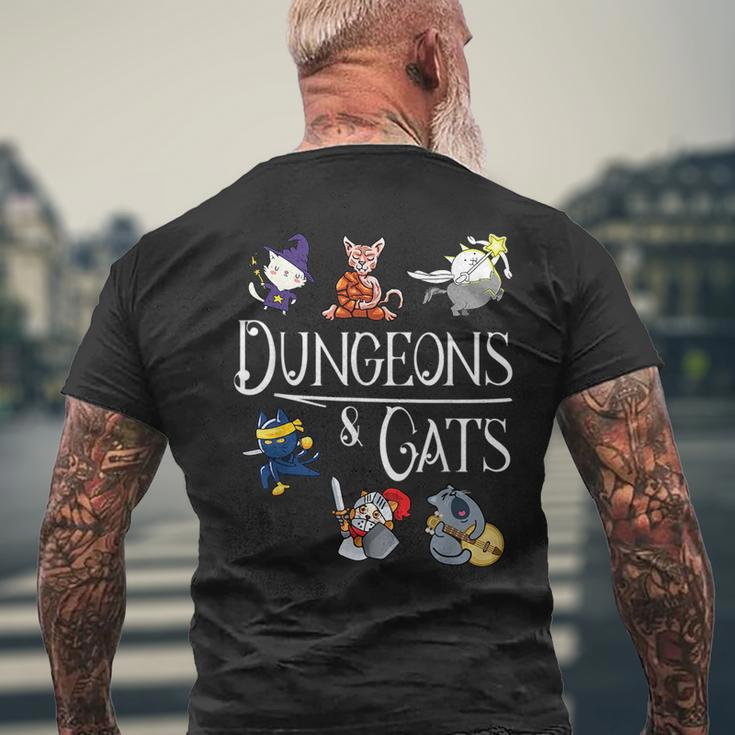 Dungeons And Cats Funny Dragon Cat Kitten Lover Kitty Gift Mens Back Print T-shirt Gifts for Old Men