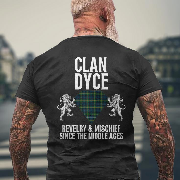 Dyce Clan Scottish Name Coat Of Arms Tartan Family Party Mens Back Print T-shirt Gifts for Old Men