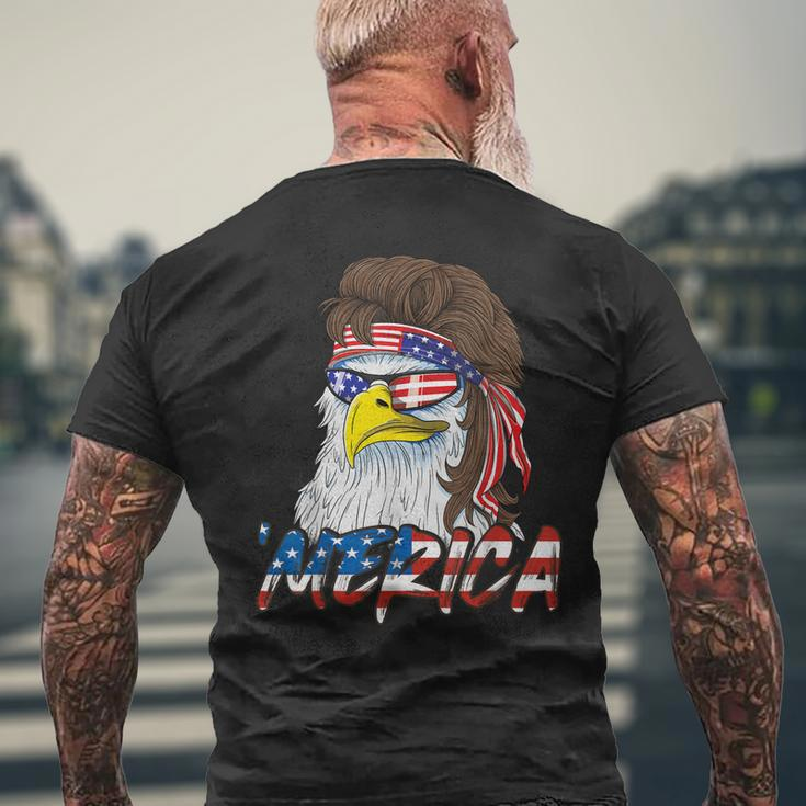 Eagle Mullet 4Th Of July Usa American Flag Merica Mens Back Print T-shirt Gifts for Old Men