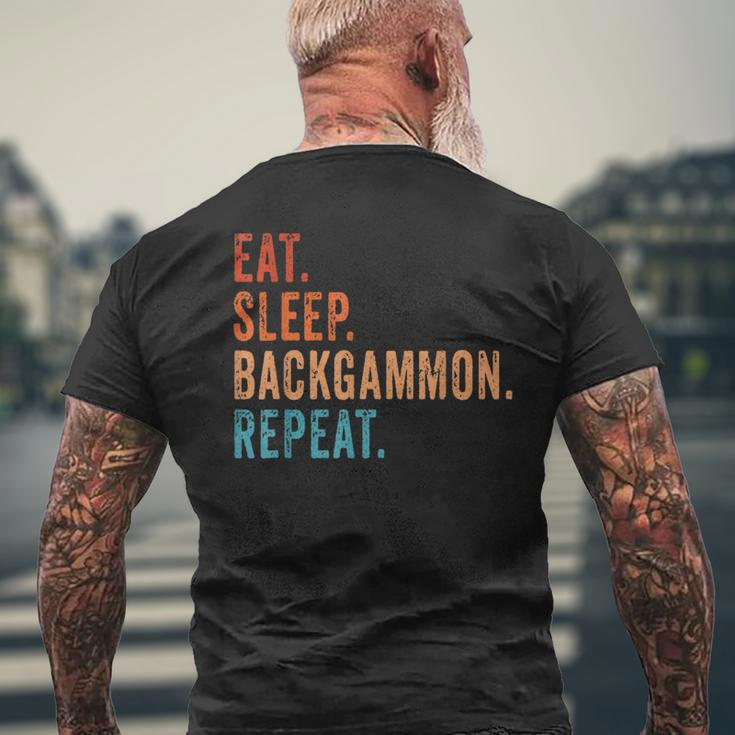 Eat Sleep Backgammon Repeat Board Game Players Fans Vintage Men's T-shirt Back Print Gifts for Old Men
