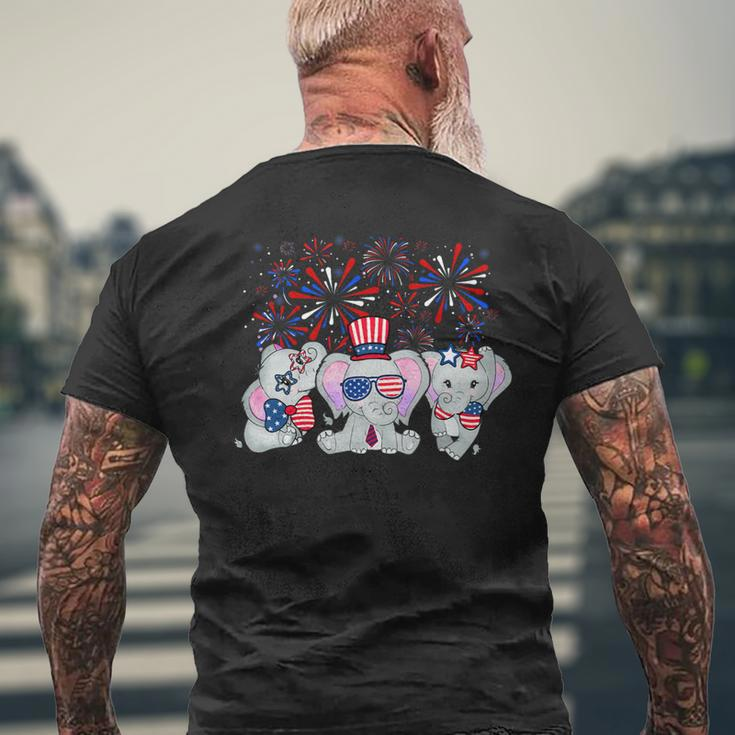 Elephant Fireworks Sunglasses Hat Merica Funny 4Th Of July Mens Back Print T-shirt Gifts for Old Men