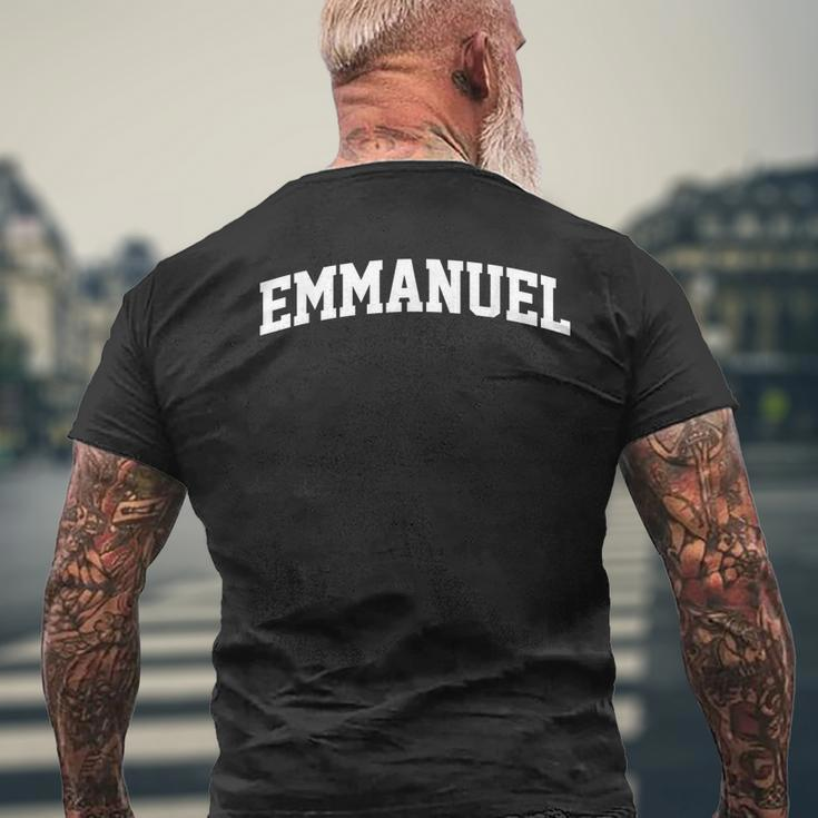 Emmanuel Name Last Family First College Arch Men's Back Print T-shirt Gifts for Old Men