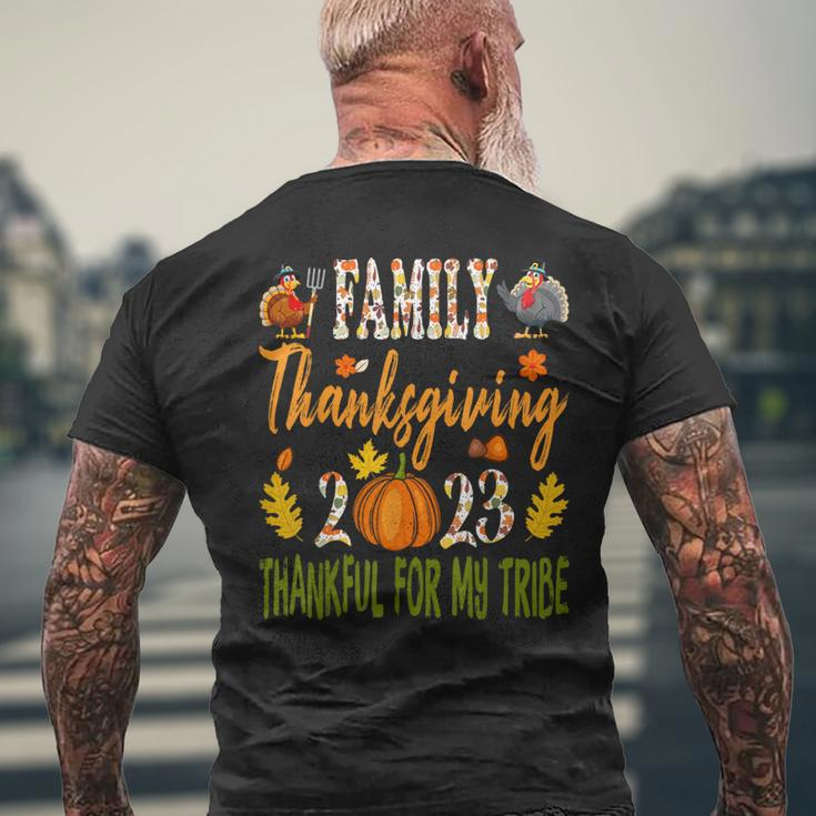 Family Thanksgiving 2023 Thankful For My Tribe Autumn Vibes Men's T-shirt Back Print Gifts for Old Men