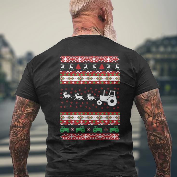 Farming Farmer Tractor Ugly Christmas Men's T-shirt Back Print Gifts for Old Men