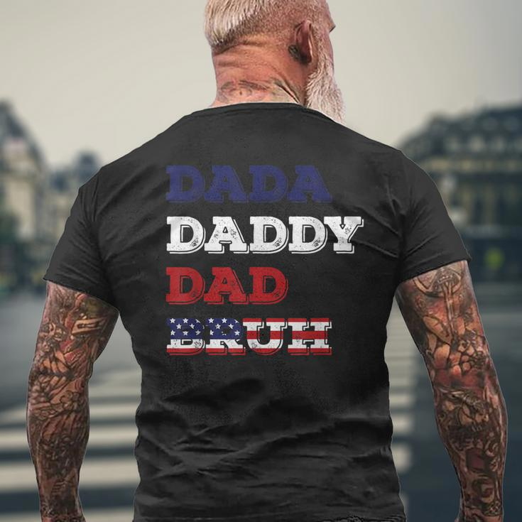 Fathers Day Dada Daddy Dad Bruh American Flag Men's Back Print T-shirt Gifts for Old Men