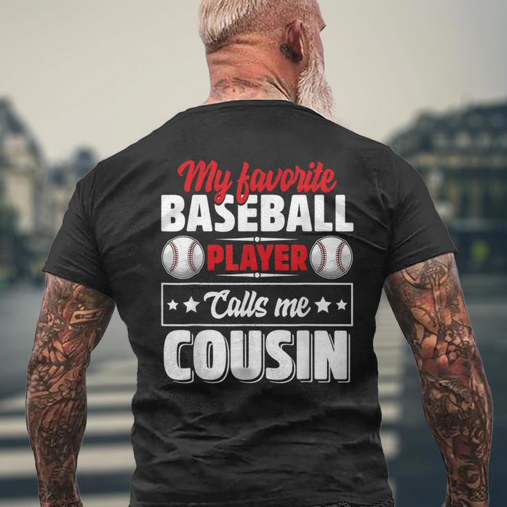My Favorite Baseball Player Calls Me Cousin Fathers Day Men's Back Print T-shirt Gifts for Old Men