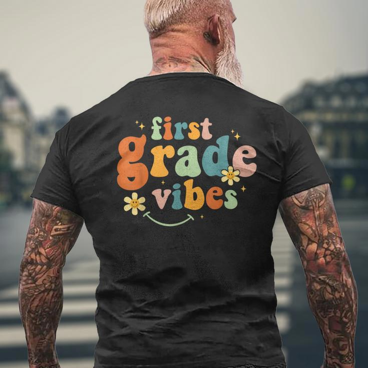 First Grade Vibes 1St Grade Team Retro 1St Day Of School Mens Back Print T-shirt Gifts for Old Men