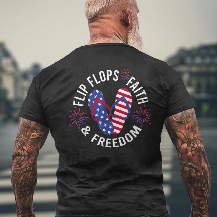 Flip Flops Faith And Freedom Mens Back Print T-shirt Gifts for Old Men