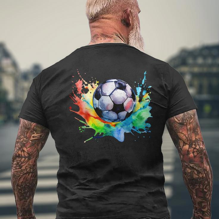 Football Watercolor Soccer Ball Artsy Splash Player Team Men's T-shirt Back Print Gifts for Old Men