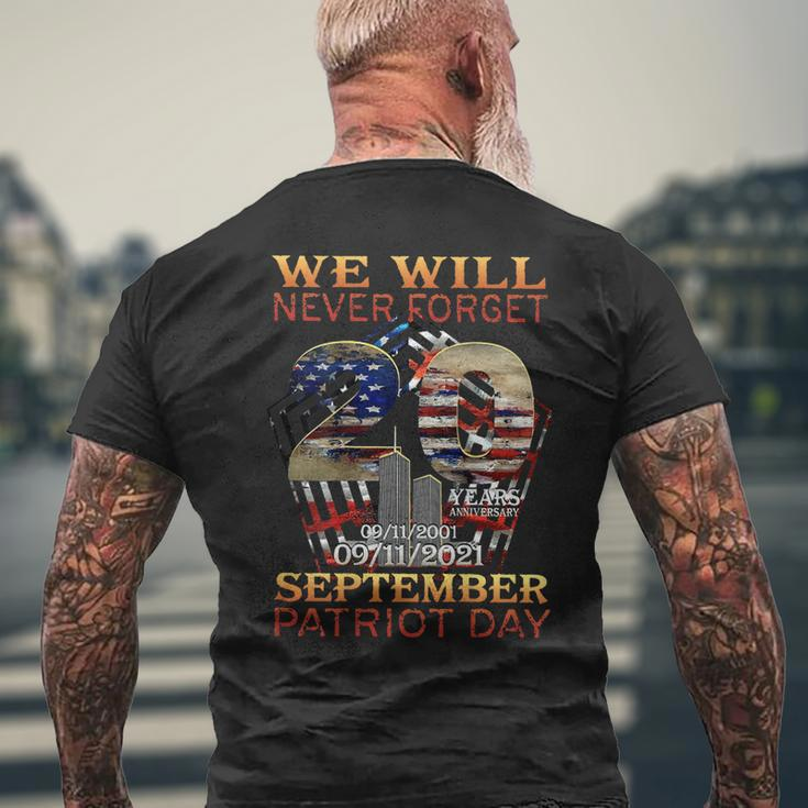 Never Forget Patriot Day 20Th 911 Men's Back Print T-shirt Gifts for Old Men