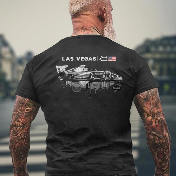 Formula Racing Open Wheel Car Las Vegas Circuit Usa Flag Men's T-shirt Back Print Gifts for Old Men