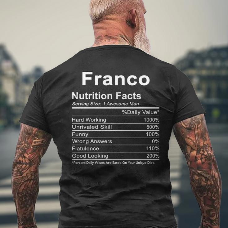 Franco Name Funny Gift Franco Nutrition Facts V2 Mens Back Print T-shirt Gifts for Old Men