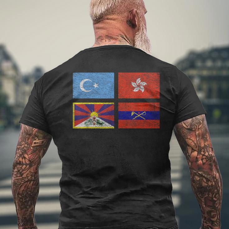 Free Tibet Uyghurs Hong Kong Inner Mongolia China Flag Men's T-shirt Back Print Gifts for Old Men