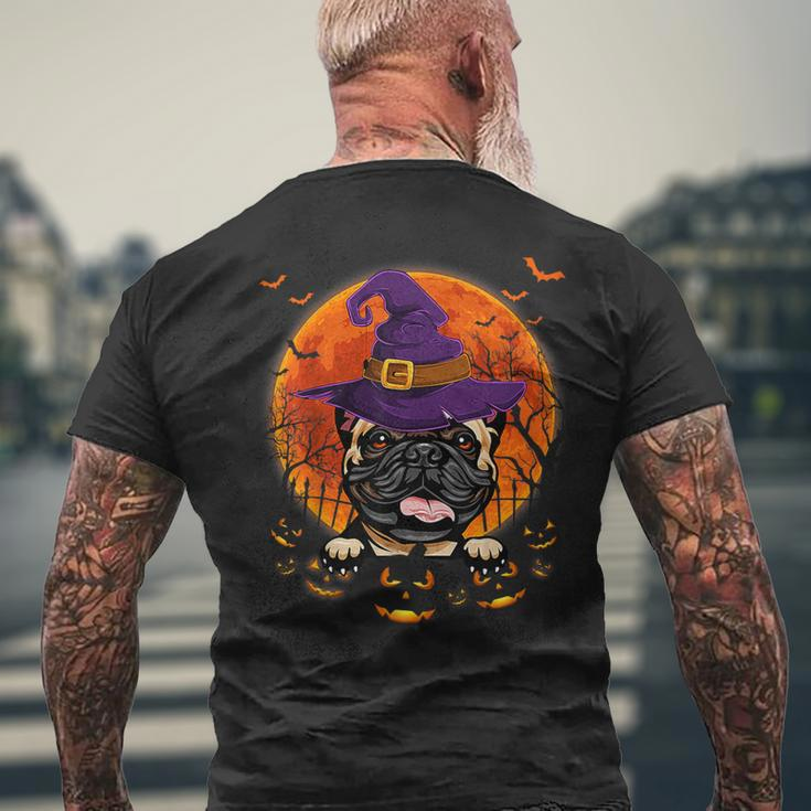 French Bulldog Witch Halloween Pumpkin Scary Costume Men's T-shirt Back Print Gifts for Old Men