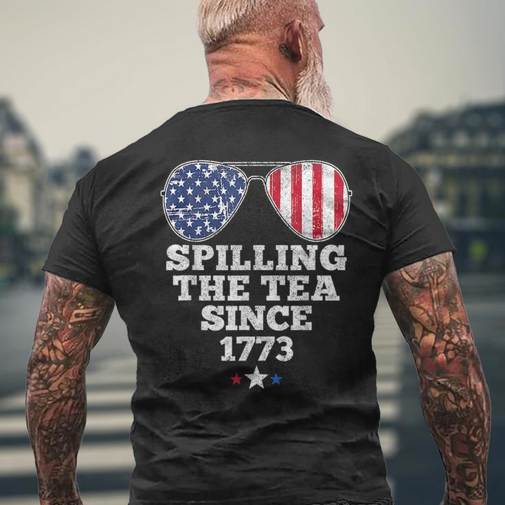 Funny 4Th Of July Spilling The Tea Since 1773 American Flag Men's Crewneck Short Sleeve Back Print T-shirt Gifts for Old Men
