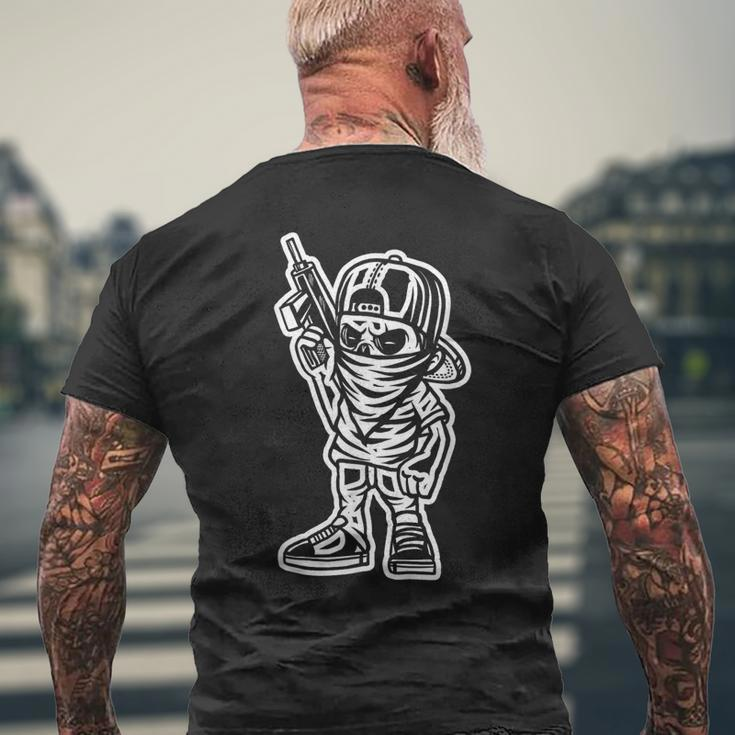 Funny Cartoon Character Badass With A Gun Gangster Chicano Mens Back Print T-shirt Gifts for Old Men