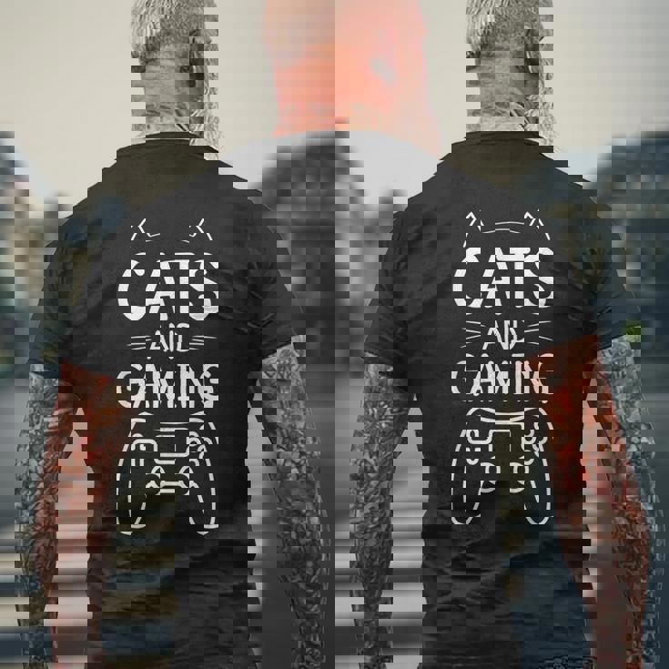 Funny Cat & Gaming Lover Novelty Kitten Gamer Mens Back Print T-shirt Gifts for Old Men Funny Cat & Gaming Lover Novelty Kitten Gamer Mens Back Print T-shirt Gifts for Old Men