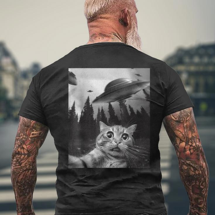Cat Selfie With Ufos Men's T-shirt Back Print Gifts for Old Men