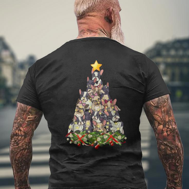 Christmas Tree French Bulldog Ugly Christmas Sweaters Men's T-shirt Back Print Gifts for Old Men