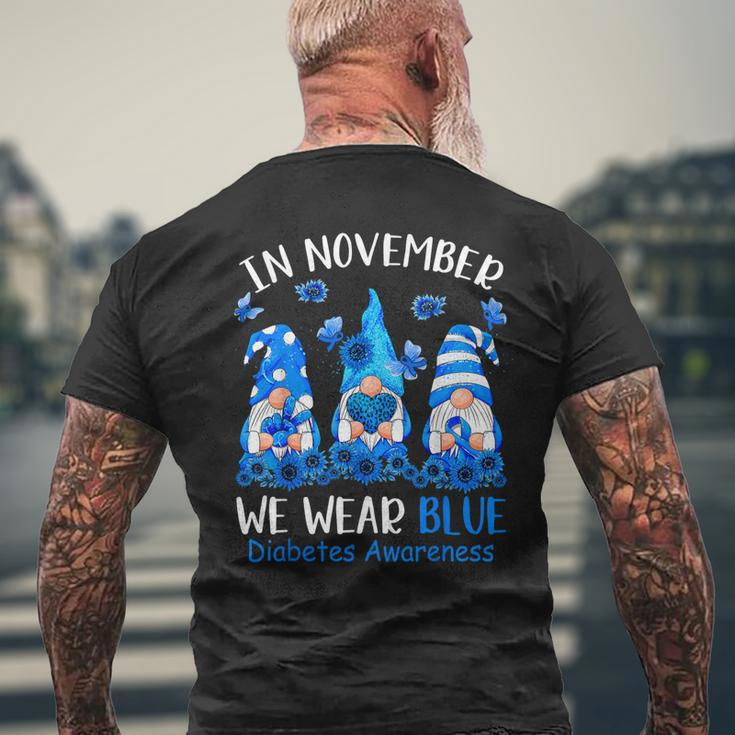 Cute Gnomes Wear Blue For Type1 Diabetes Awareness Men's T-shirt Back Print Gifts for Old Men