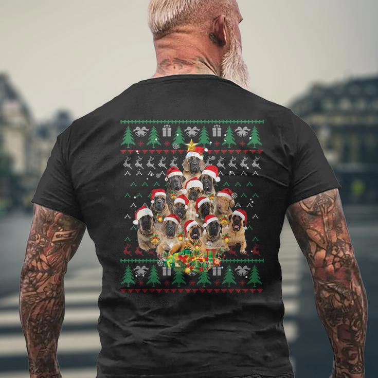 English Mastiff Christmas Tree Ugly Sweater Xmas Men's T-shirt Back Print Gifts for Old Men