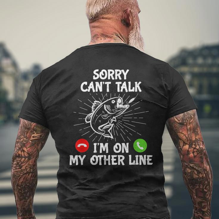 Funny Fishing Im On My Other Line Fisherman Bass Fishing Mens Back Print T-shirt Gifts for Old Men