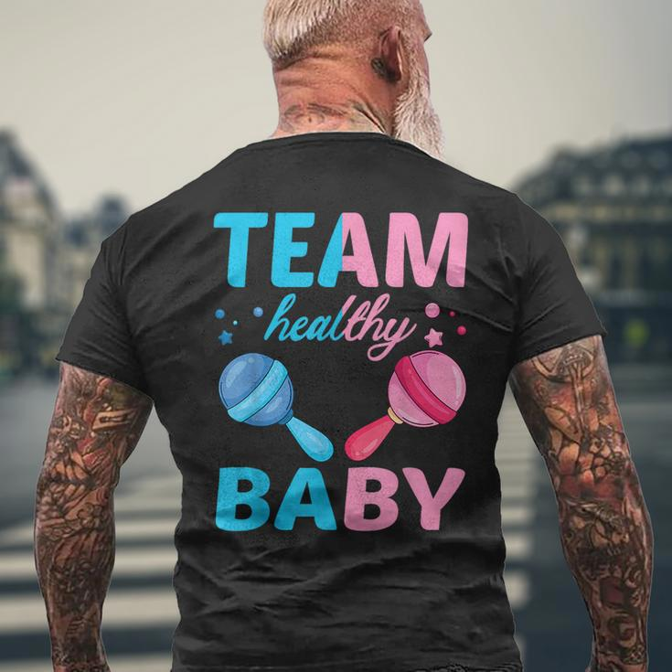Funny Gender Reveal Of Team Healthy Baby Party Supplies Mens Back Print T-shirt Gifts for Old Men