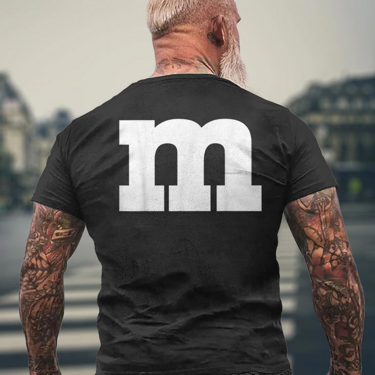 Letter M Chocolate Candy Halloween Team Groups Costume Men's T-shirt Back Print Gifts for Old Men