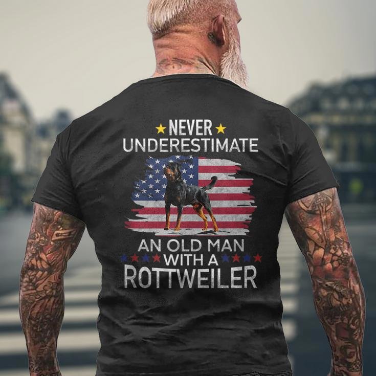 Funny Never Underestimate An Old Man With A Rottweiler Mens Back Print T-shirt Gifts for Old Men