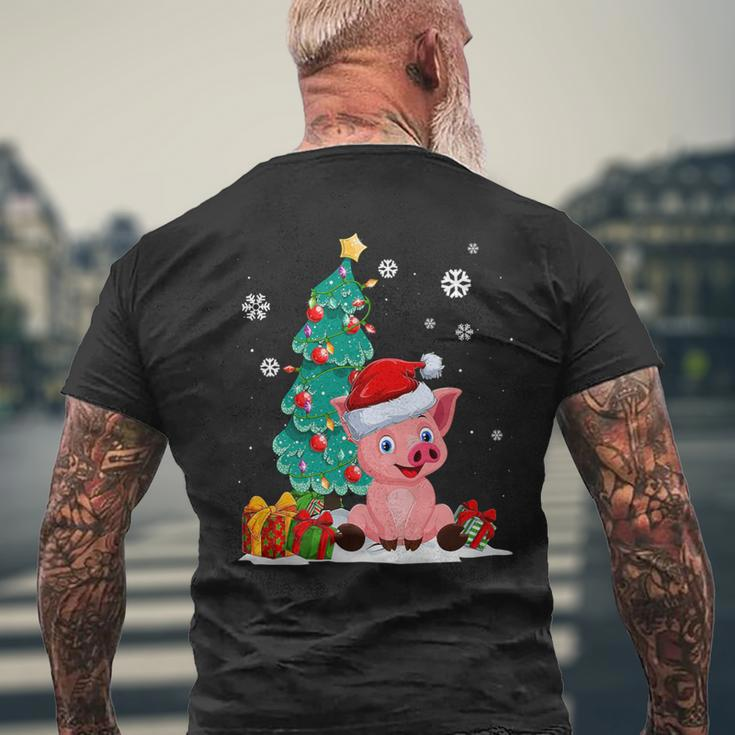 Pig Lovers Cute Pig Santa Hat Ugly Christmas Sweater Men's T-shirt Back Print Gifts for Old Men