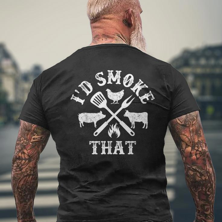 Funny Retro Bbq Party Smoker Chef Dad Gifts - Id Smoke That Mens Back Print T-shirt Gifts for Old Men