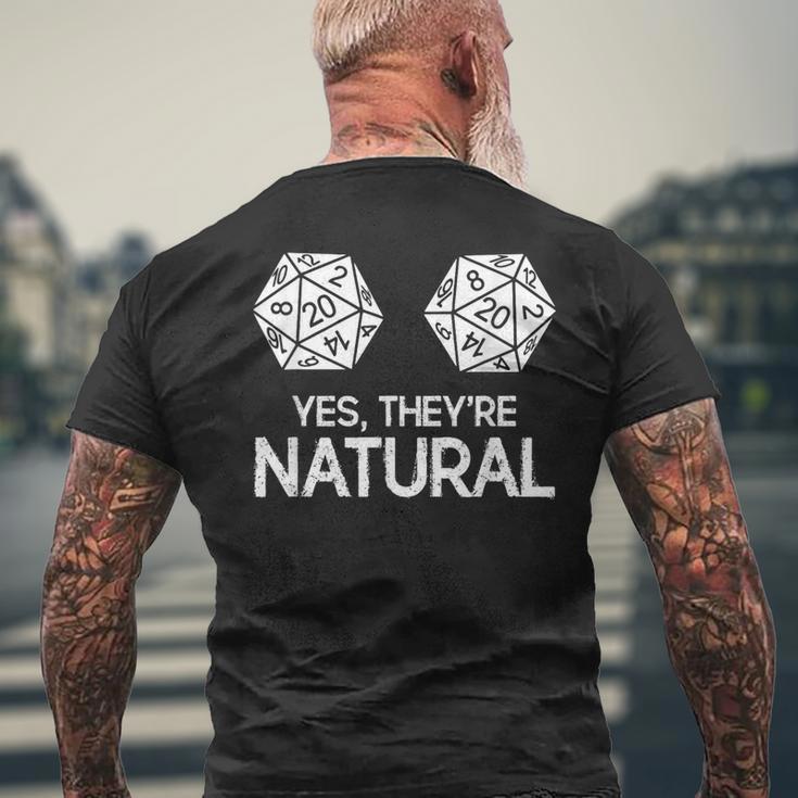 Rpg Table Top Gamer Yes They're Natural 20 D20 Dice Men's T-shirt Back Print Gifts for Old Men